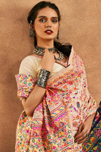 Rhapsodic Beige Pashmina Saree With Glorious Blouse Piece