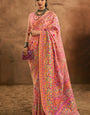 Desiring Pink Pashmina Saree With Mesmeric Blouse Piece