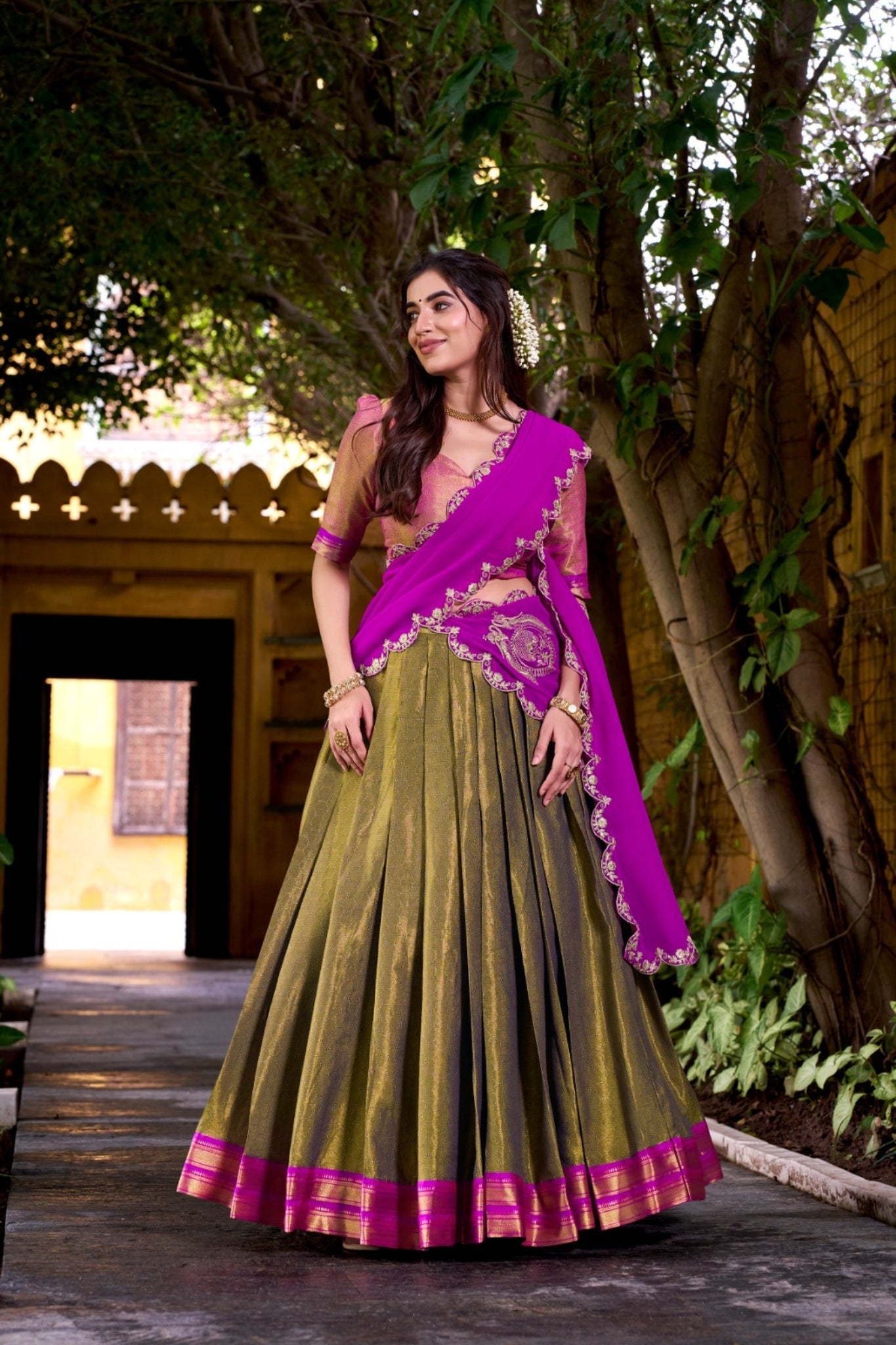 South Indian Style Kanchipuram Silk Lehenga Choli