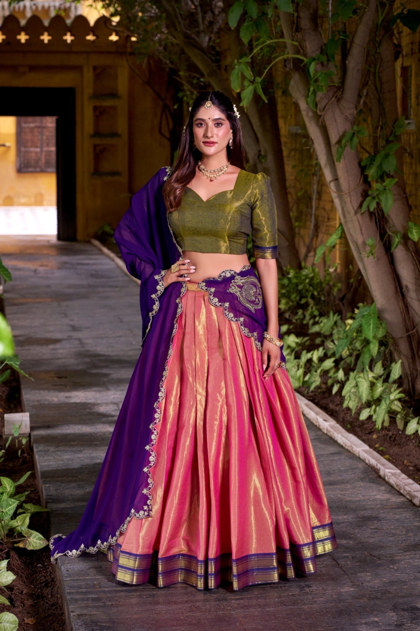 South Indian Style Kanchipuram Silk Lehenga Choli