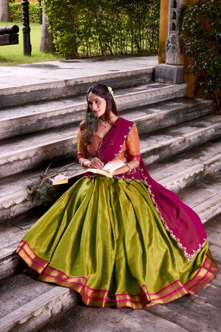 South Indian Style Kanchipuram Silk Lehenga Choli