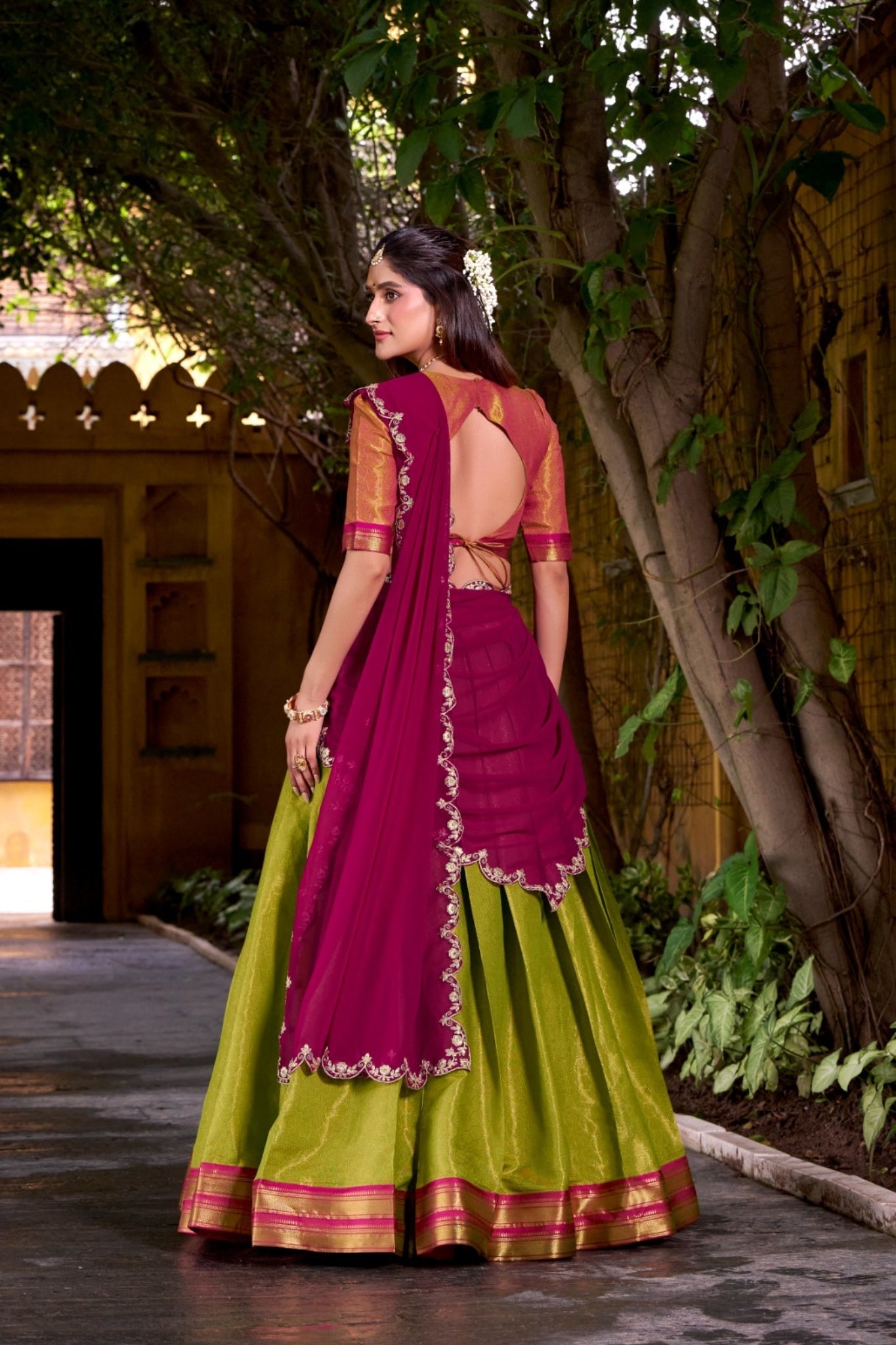 South Indian Style Kanchipuram Silk Lehenga Choli