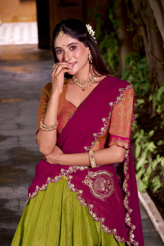 South Indian Style Kanchipuram Silk Lehenga Choli