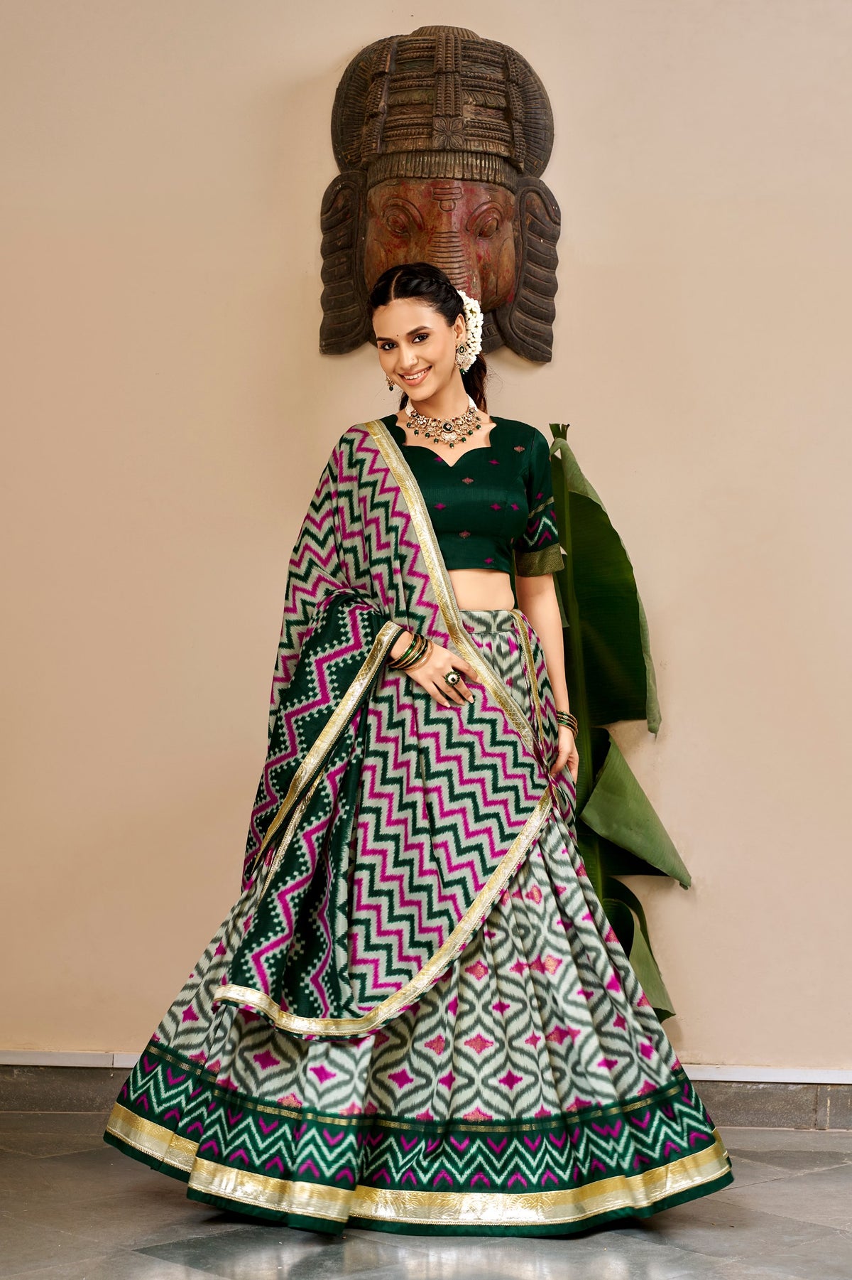 Navratri Special Embossed Lace Lehenga Set | Tulip Designer
