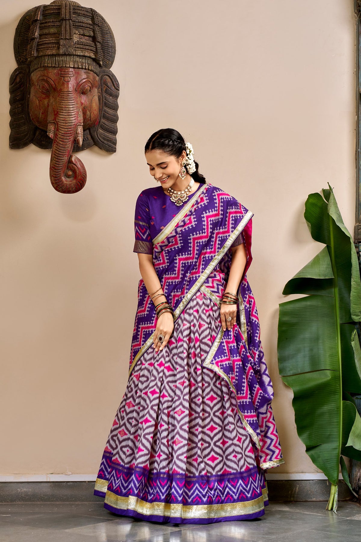 Navratri Special Embossed Lace Lehenga Set | Tulip Designer
