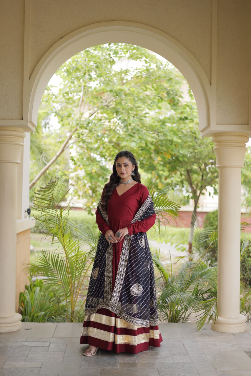 Navratri Special Gota Patti Gown with Leheriya Dupatta | Tulip Designer
