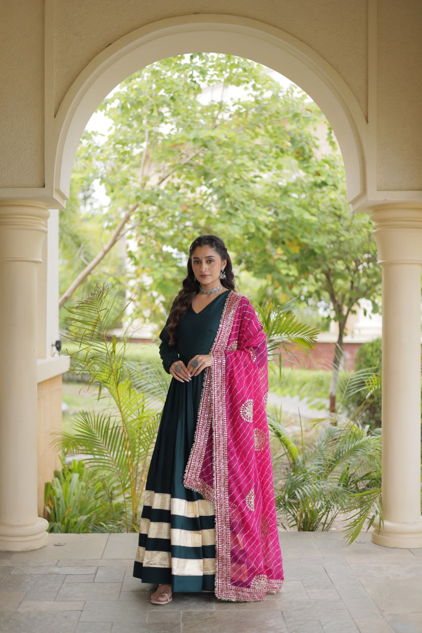 Navratri Special Gota Patti Gown with Leheriya Dupatta | Tulip Designer
