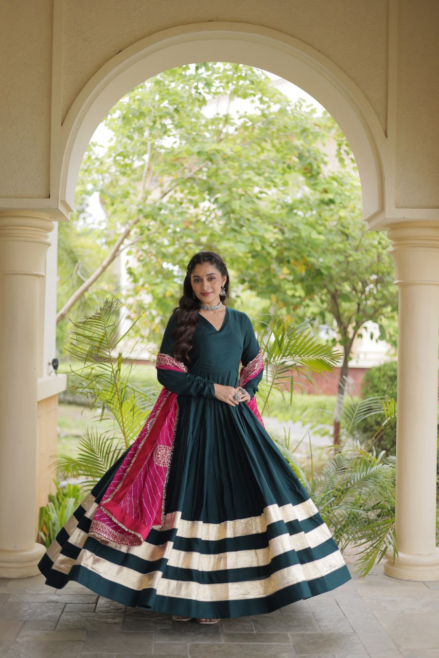 Navratri Special Gota Patti Gown with Leheriya Dupatta | Tulip Designer
