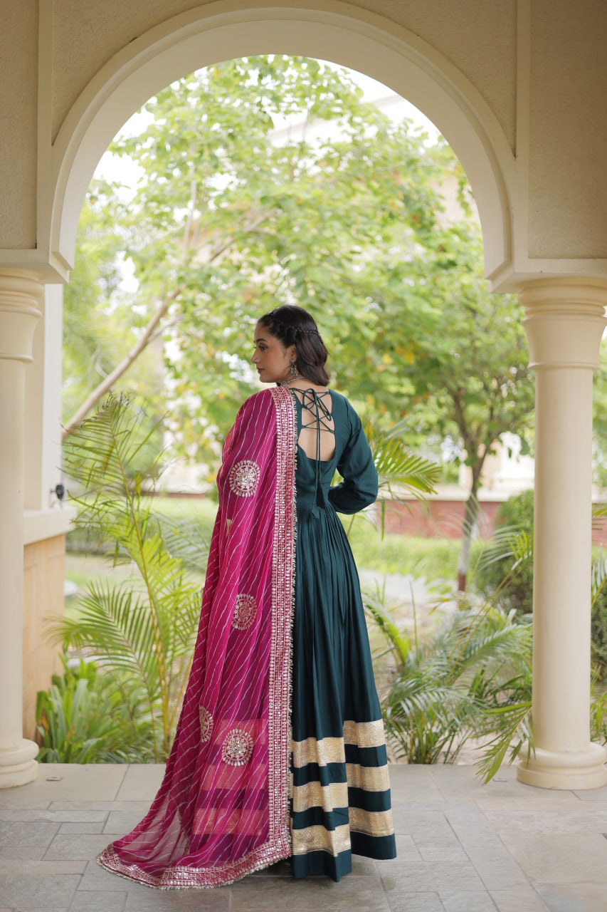 Navratri Special Gota Patti Gown with Leheriya Dupatta | Tulip Designer
