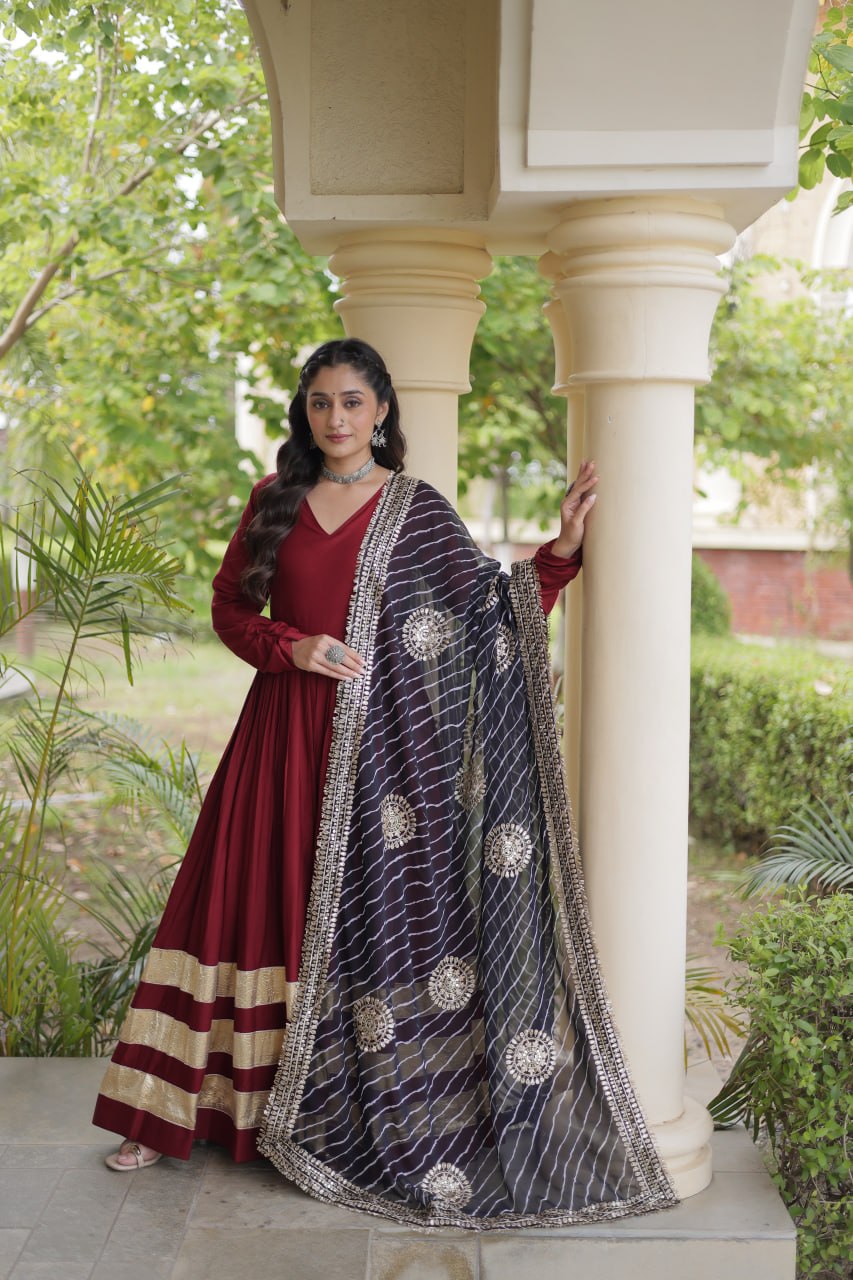 Navratri Special Gota Patti Gown with Leheriya Dupatta | Tulip Designer
