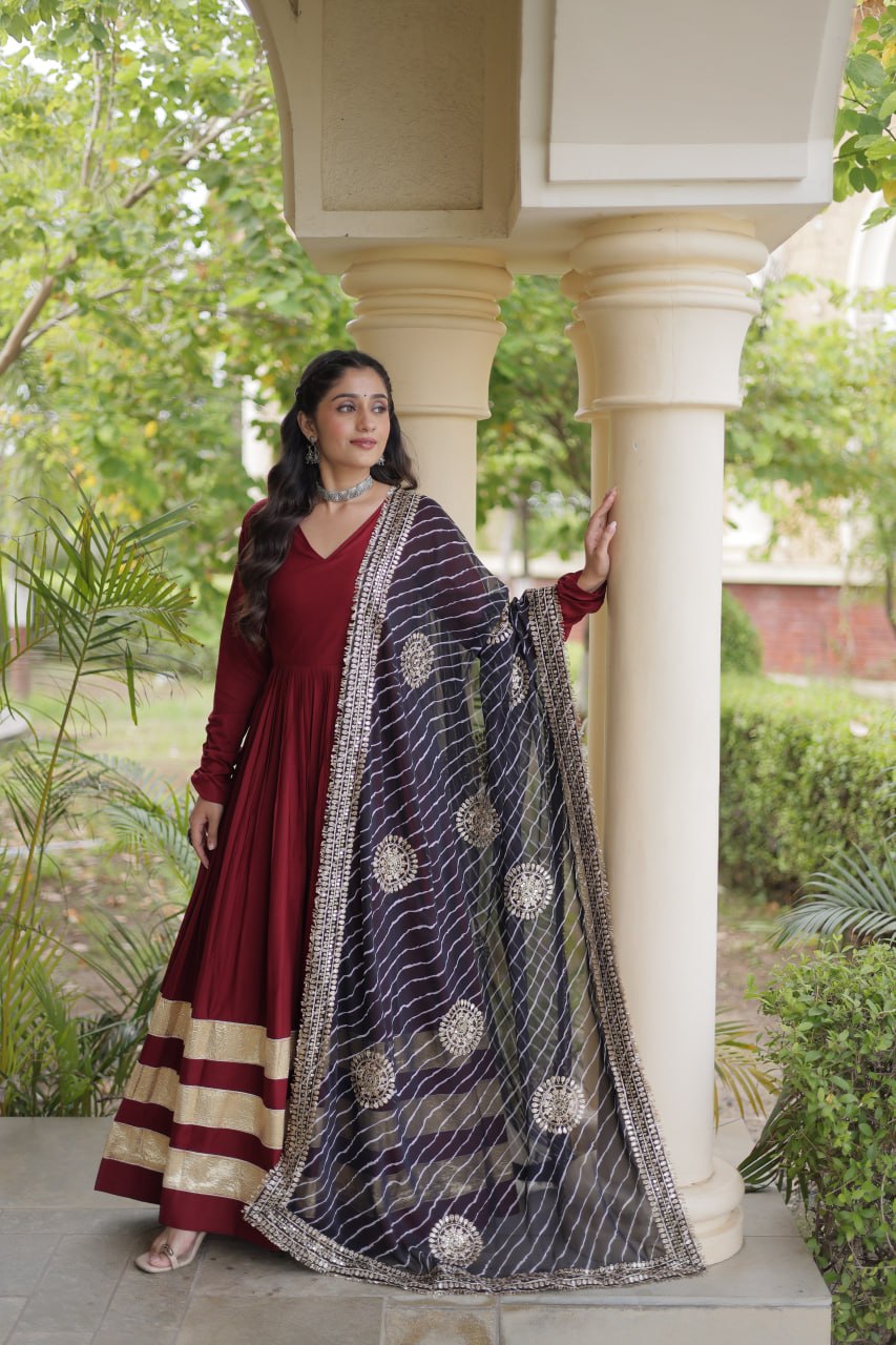 Navratri Special Gota Patti Gown with Leheriya Dupatta | Tulip Designer
