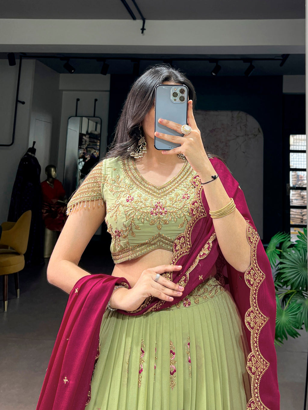 Luxury Star Georgette Zari Sequins Embroidered Lehenga Choli
