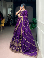 Luxury Star Georgette Zari Sequins Embroidered Lehenga Choli
