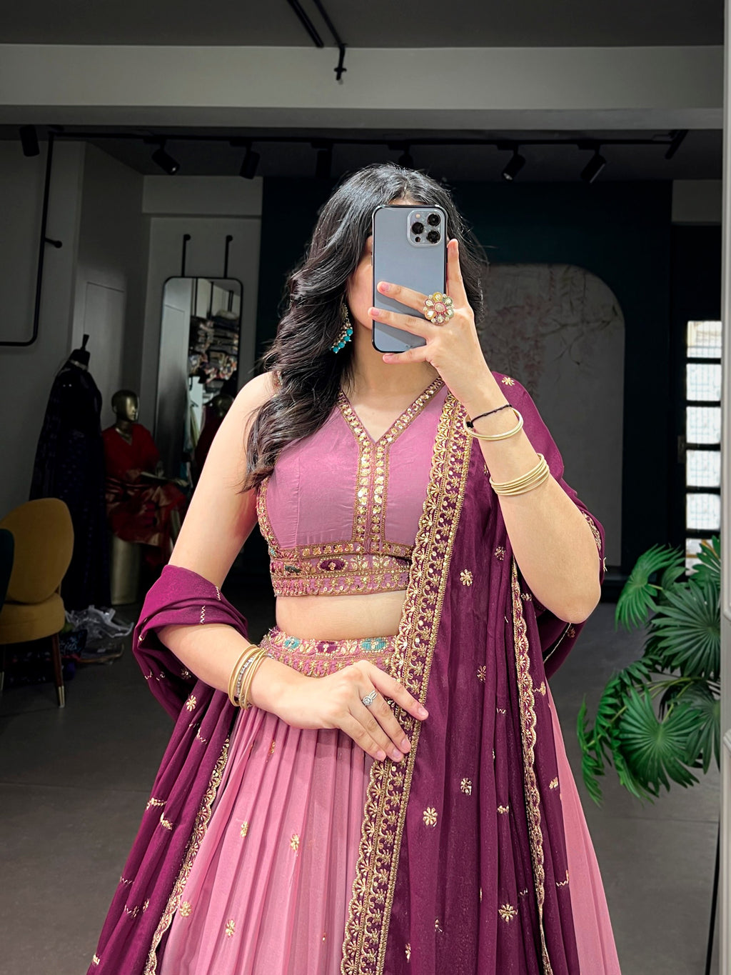 Luxury Star Georgette Zari Sequins Embroidered Lehenga Choli
