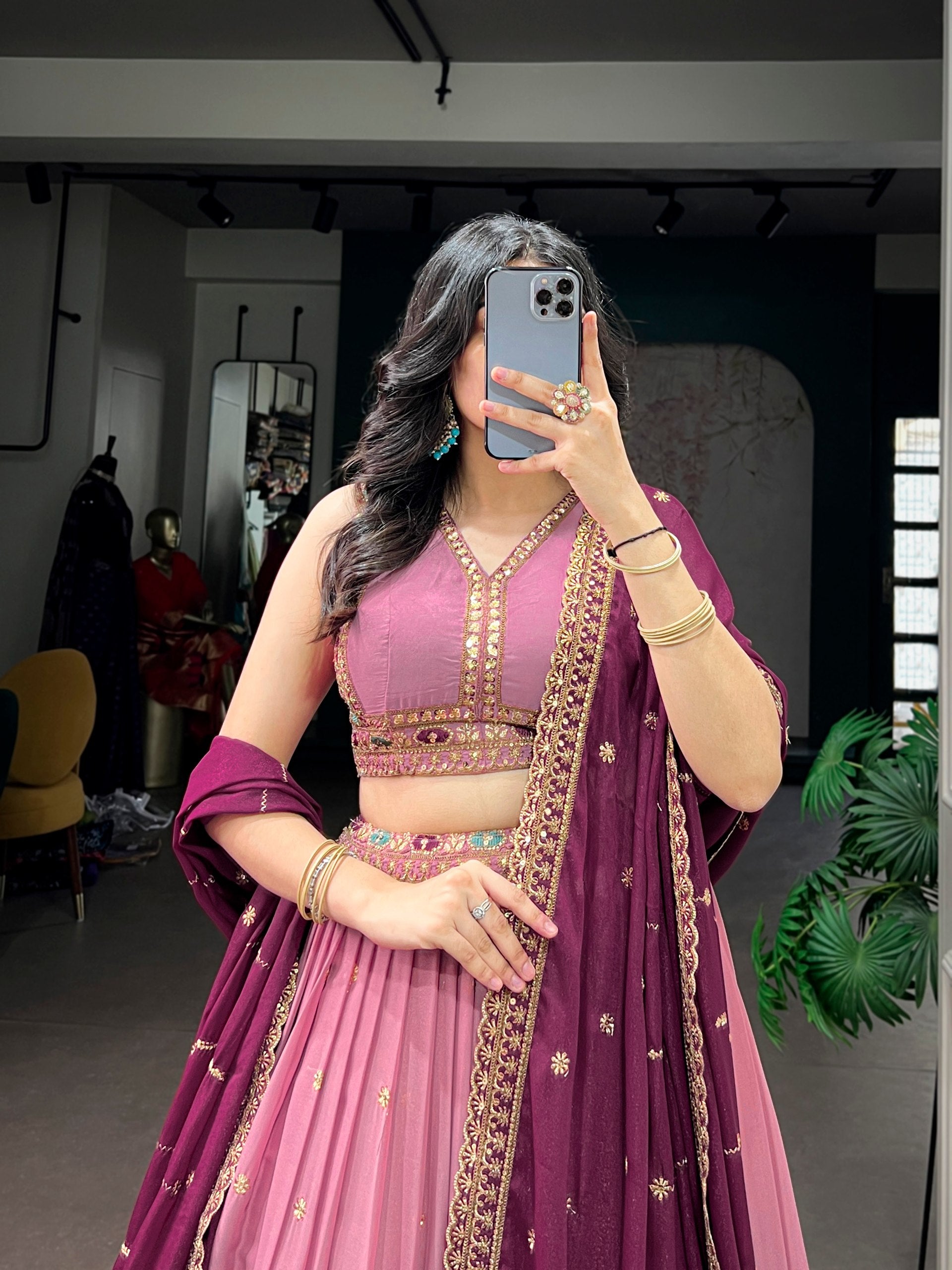 Luxury Star Georgette Zari Sequins Embroidered Lehenga Choli
