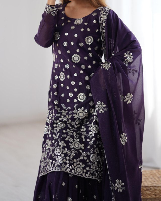 Fancy Star Georgette Silk with thread & Sequence Work Fancy Suit Set
