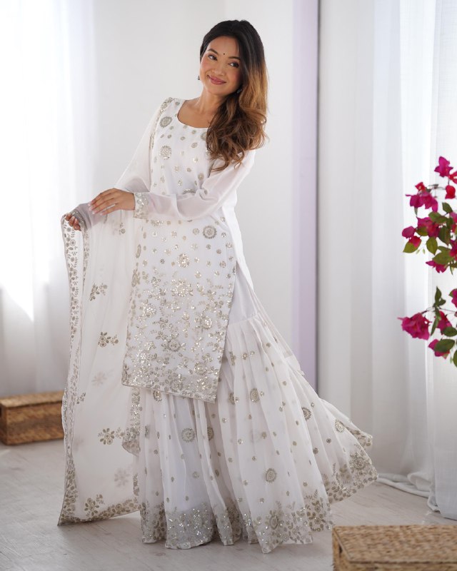 Fancy Star Georgette Silk with thread & Sequence Work Fancy Suit Set
