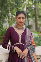 Beautiful Frill Stitching Designer Festival And Wedding Gown And Dupatta Set