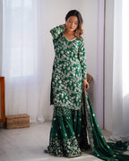 Stunning Chinon Silk with thread & Sequence work Sharara Suit Set
