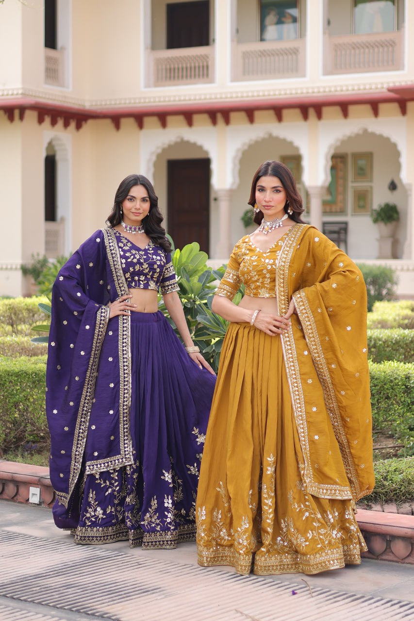 Stunning Heavy Embroidered Lehenga Choli with Dupatta For Women
