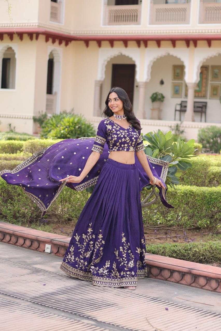 Stunning Heavy Embroidered Lehenga Choli with Dupatta For Women