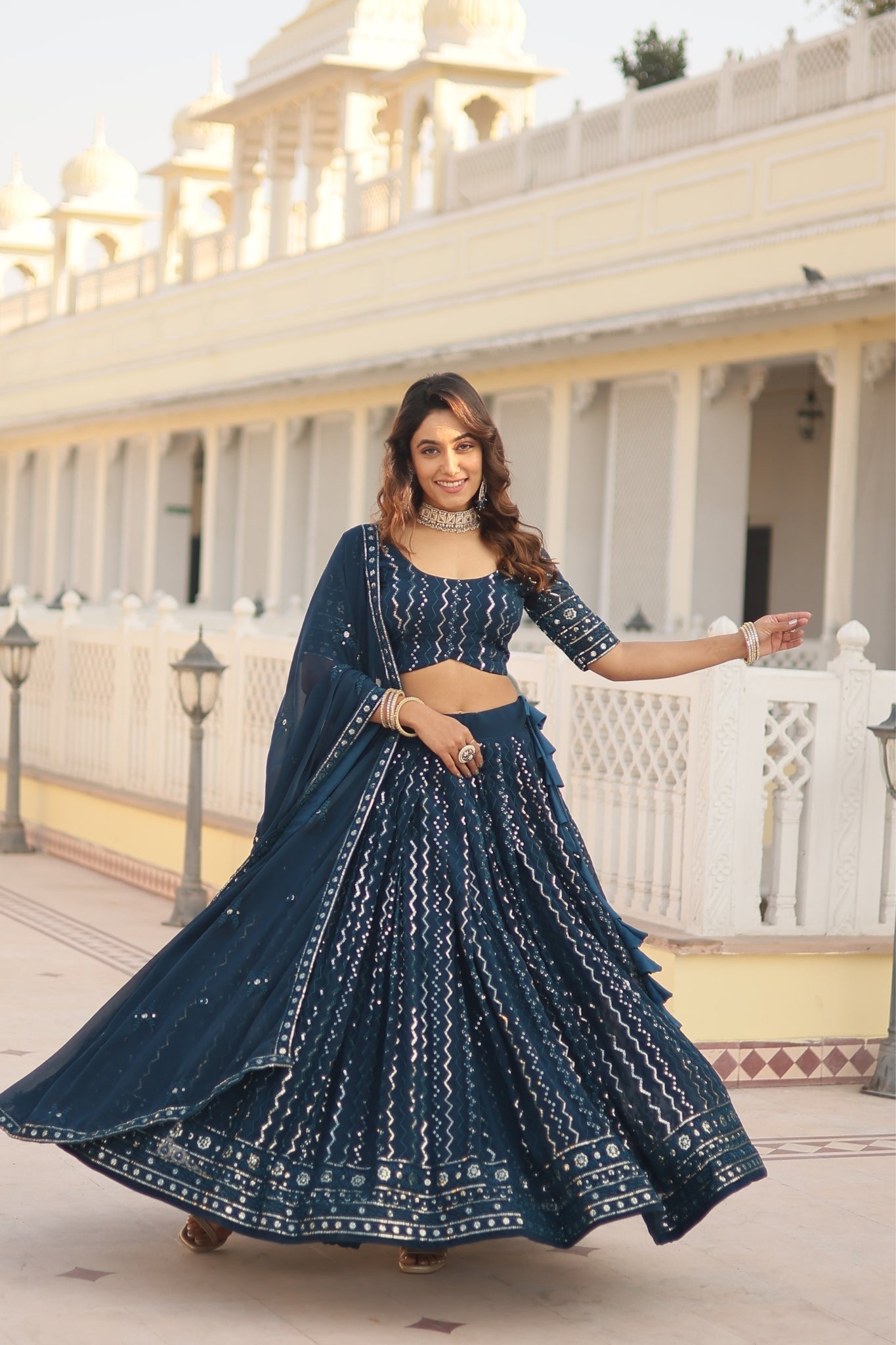 The Stunning Embroidered Work Lehenga Choli With Dupatta

