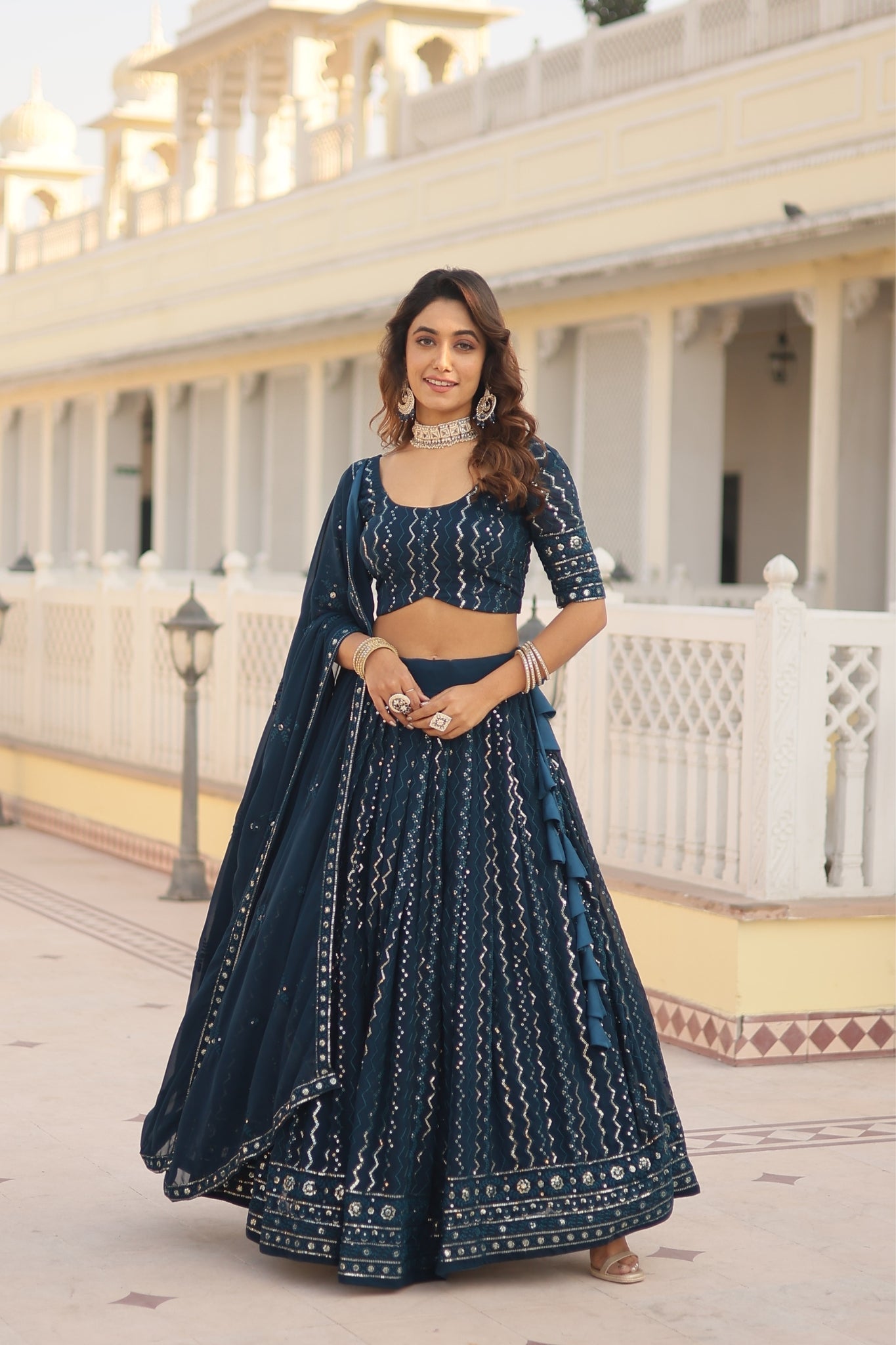 The Stunning Embroidered Work Lehenga Choli With Dupatta
