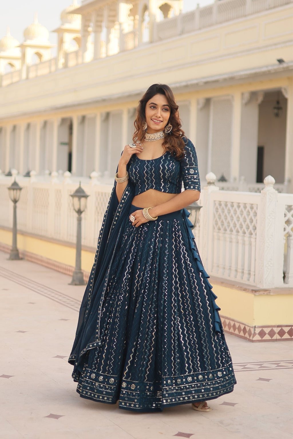 The Stunning Embroidered Work Lehenga Choli With Dupatta
