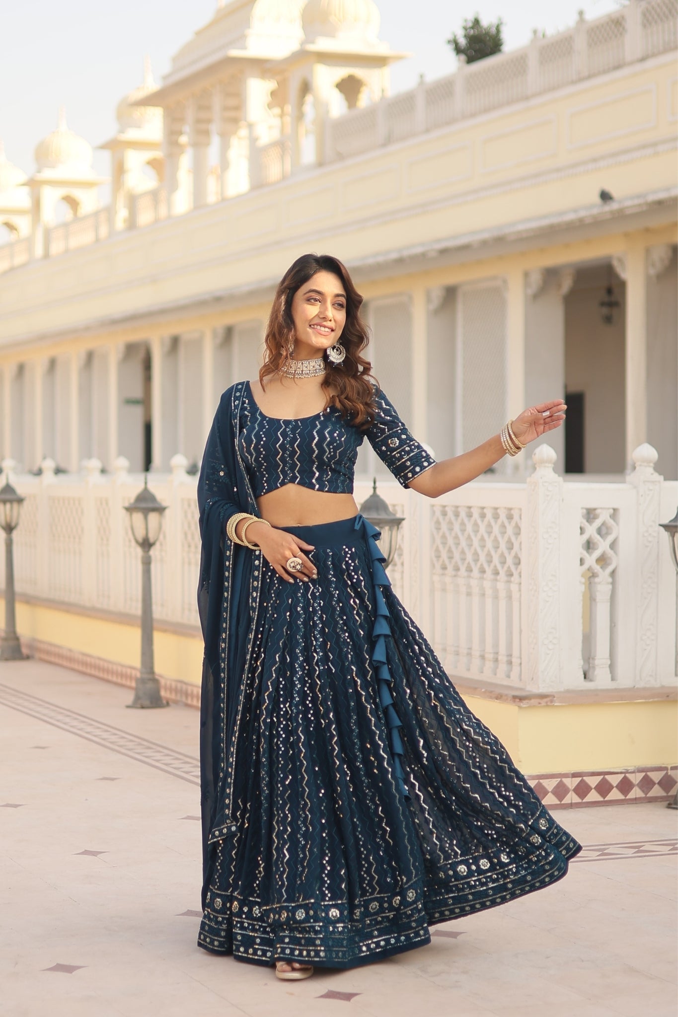 The Stunning Embroidered Work Lehenga Choli With Dupatta
