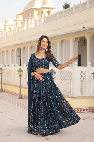 The Stunning Embroidered Work Lehenga Choli With Dupatta
