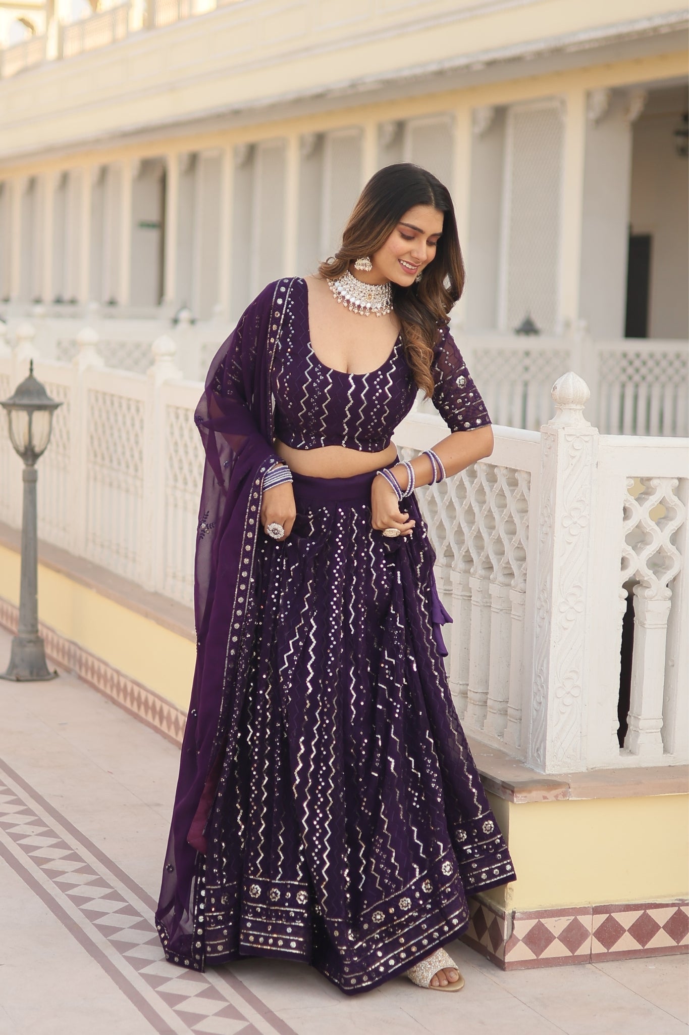 The Stunning Embroidered Work Lehenga Choli With Dupatta
