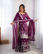 Stunning Faux Georgette thread with Sequence work Wedding Suit Set
