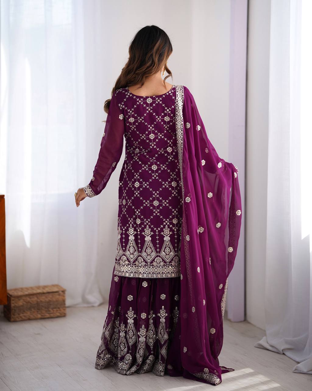 Stunning Faux Georgette thread with Sequence work Wedding Suit Set
