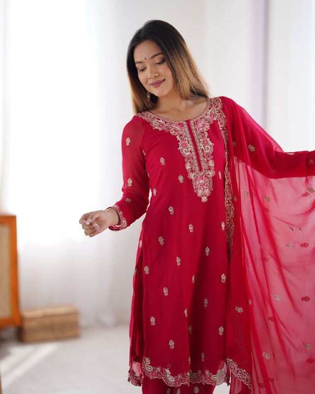 Stunning Faux Georgette thread with Sequence work Wedding Suit Set
