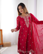 Stunning Faux Georgette thread with Sequence work Wedding Suit Set
