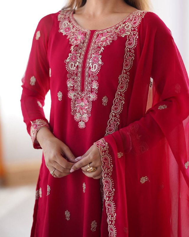 Stunning Faux Georgette thread with Sequence work Wedding Suit Set
