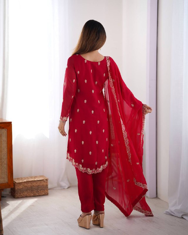 Stunning Faux Georgette thread with Sequence work Wedding Suit Set
