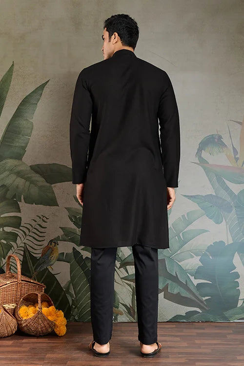 Royal Black Mirror Kurta with Dupatta Set for Wedding Functions