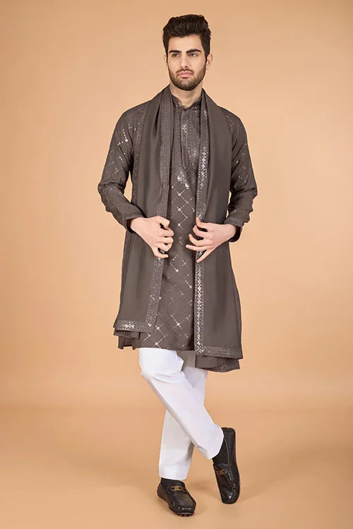 Brown Color Wedding Special Stylish Kurta for Men