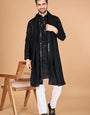 Black Color Kurta with Dupatta for Mens Wear