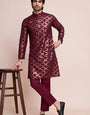 Elegant Maroon Color Silk Kurta with Heavy Thread & Hand Work