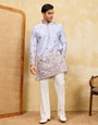 Stylish Blue Viscose Silk Embroidered Kurta Pant Set for Men