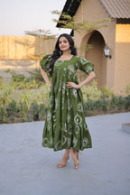 Stylish Printed Cotton Puff Sleeves & Fancy Neck Kurti For Women
