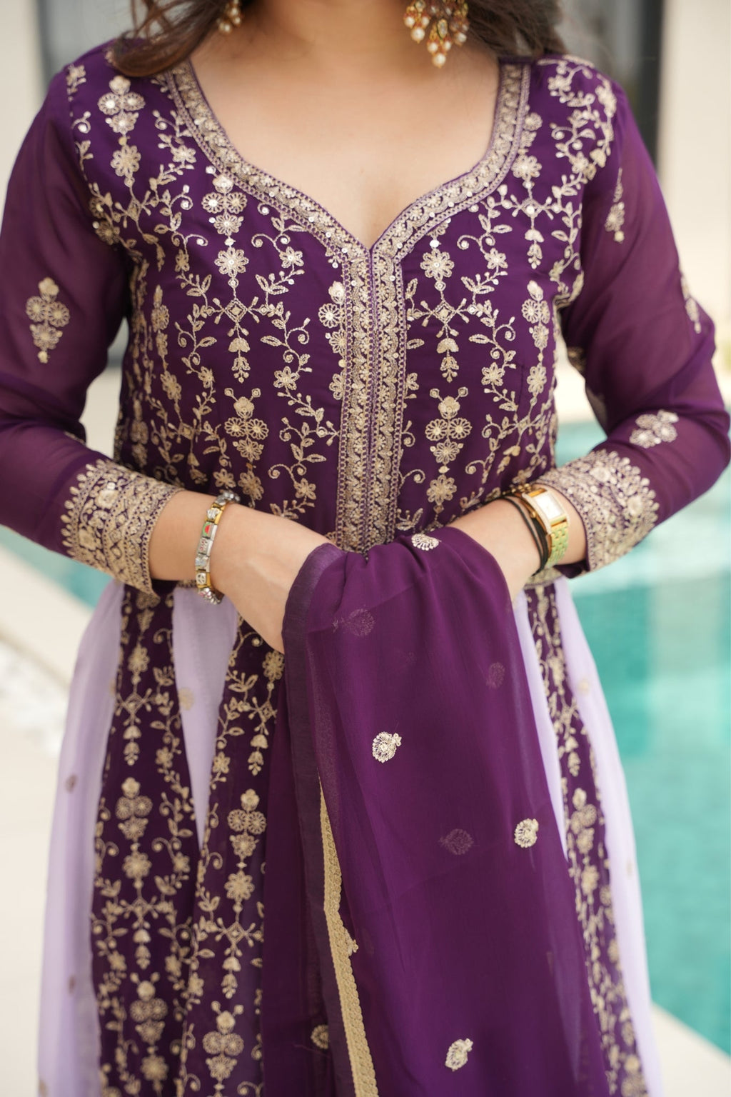 Stylish Sequins Embroidered Wedding Designer Gown