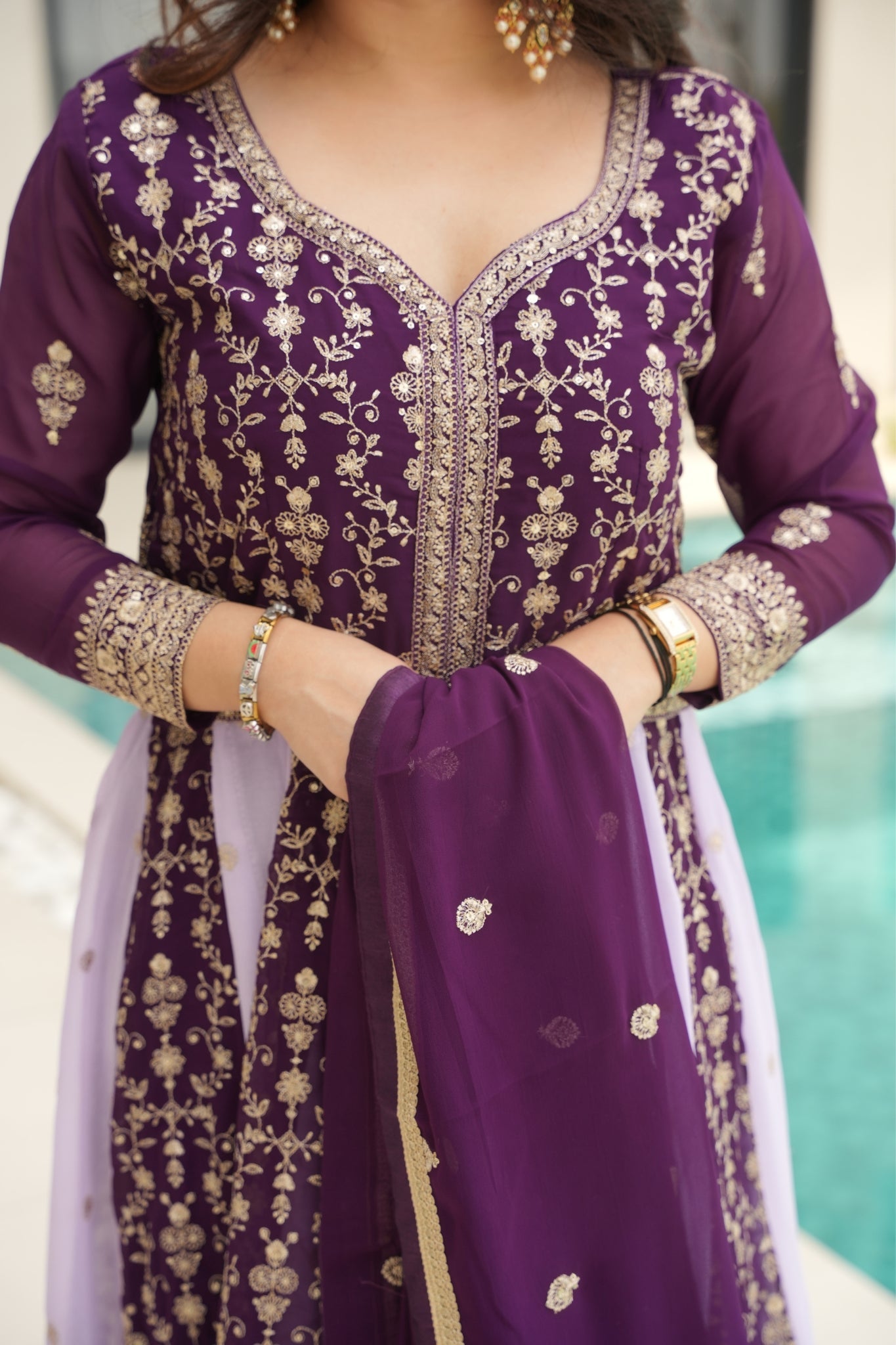Stylish Sequins Embroidered Wedding Designer Gown