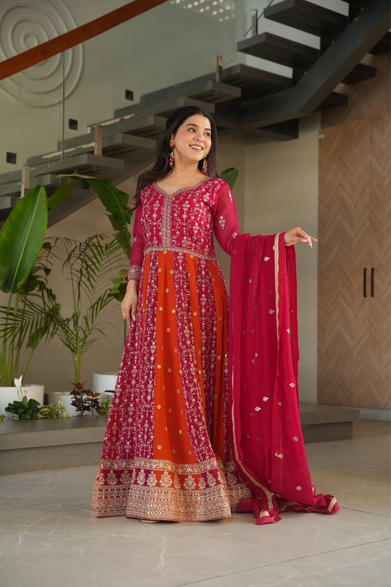 Stylish Sequins Embroidered Wedding Designer Gown