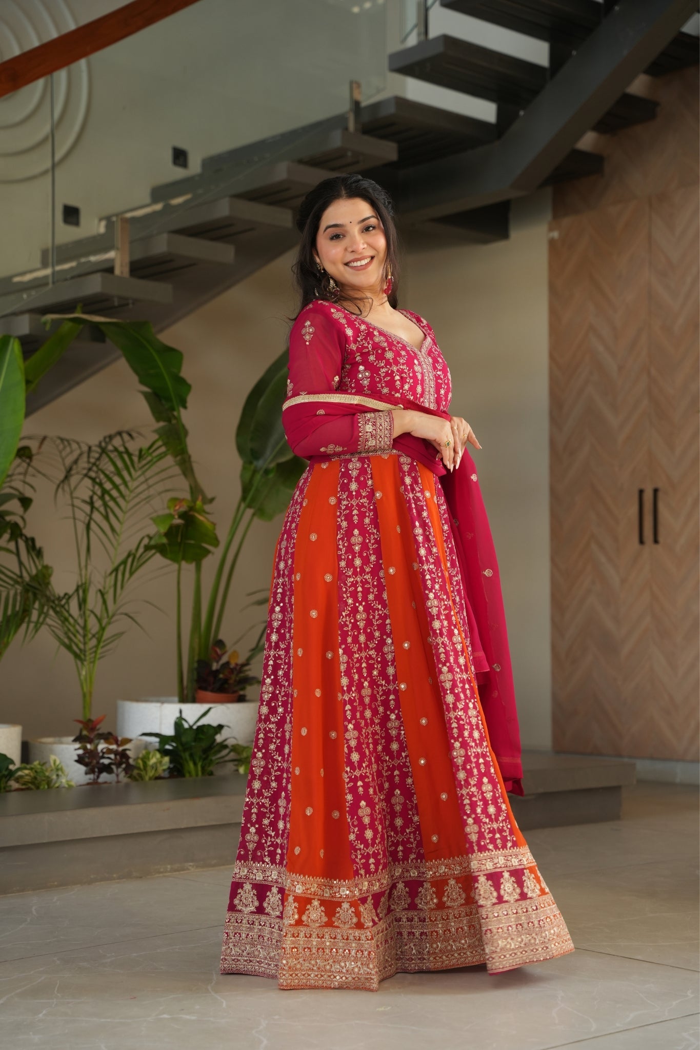 Stylish Sequins Embroidered Wedding Designer Gown