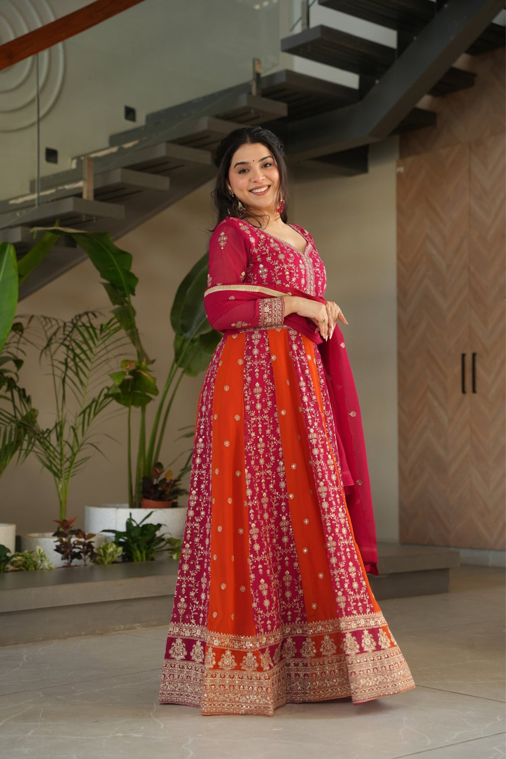 Stylish Sequins Embroidered Wedding Designer Gown