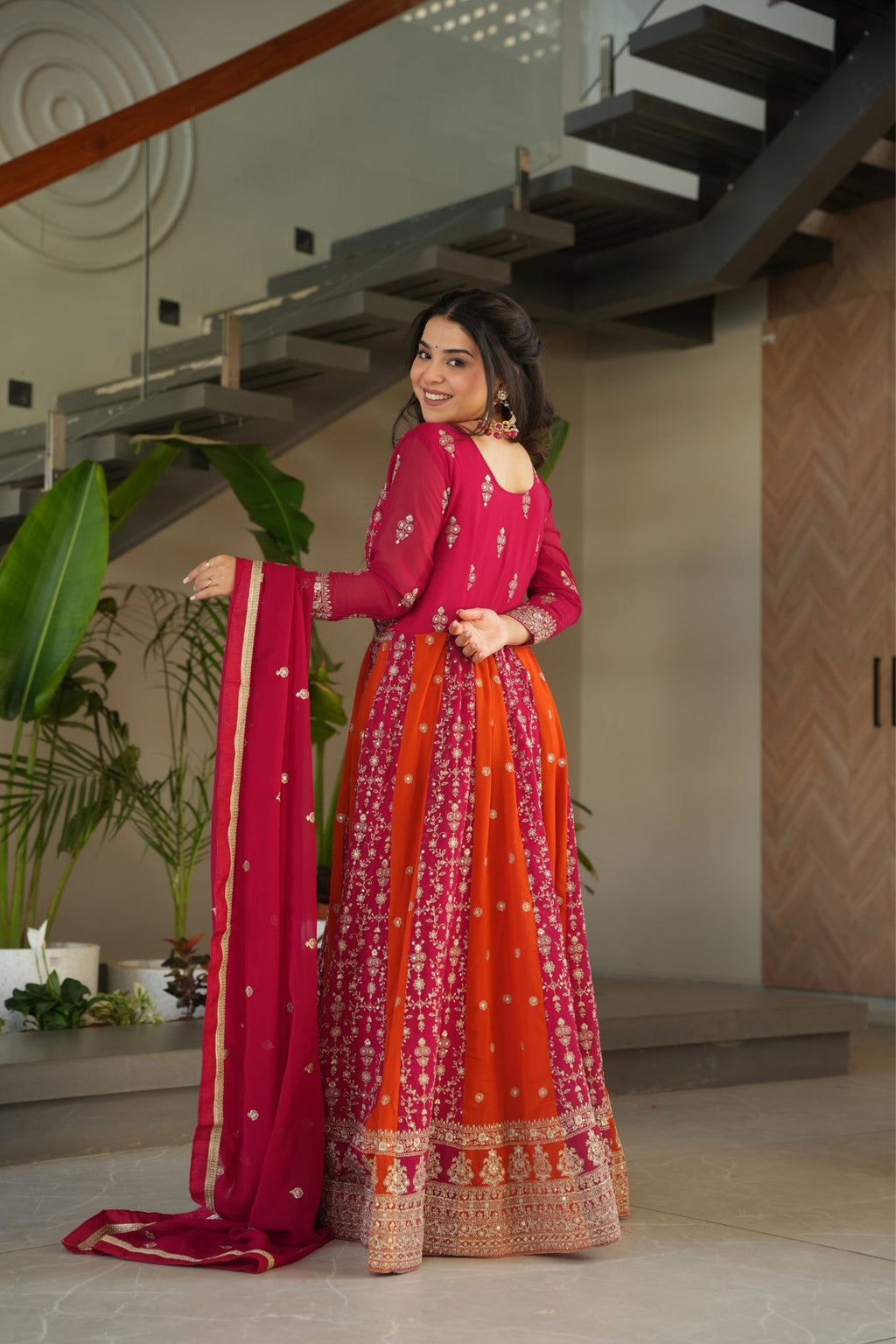Stylish Sequins Embroidered Wedding Designer Gown