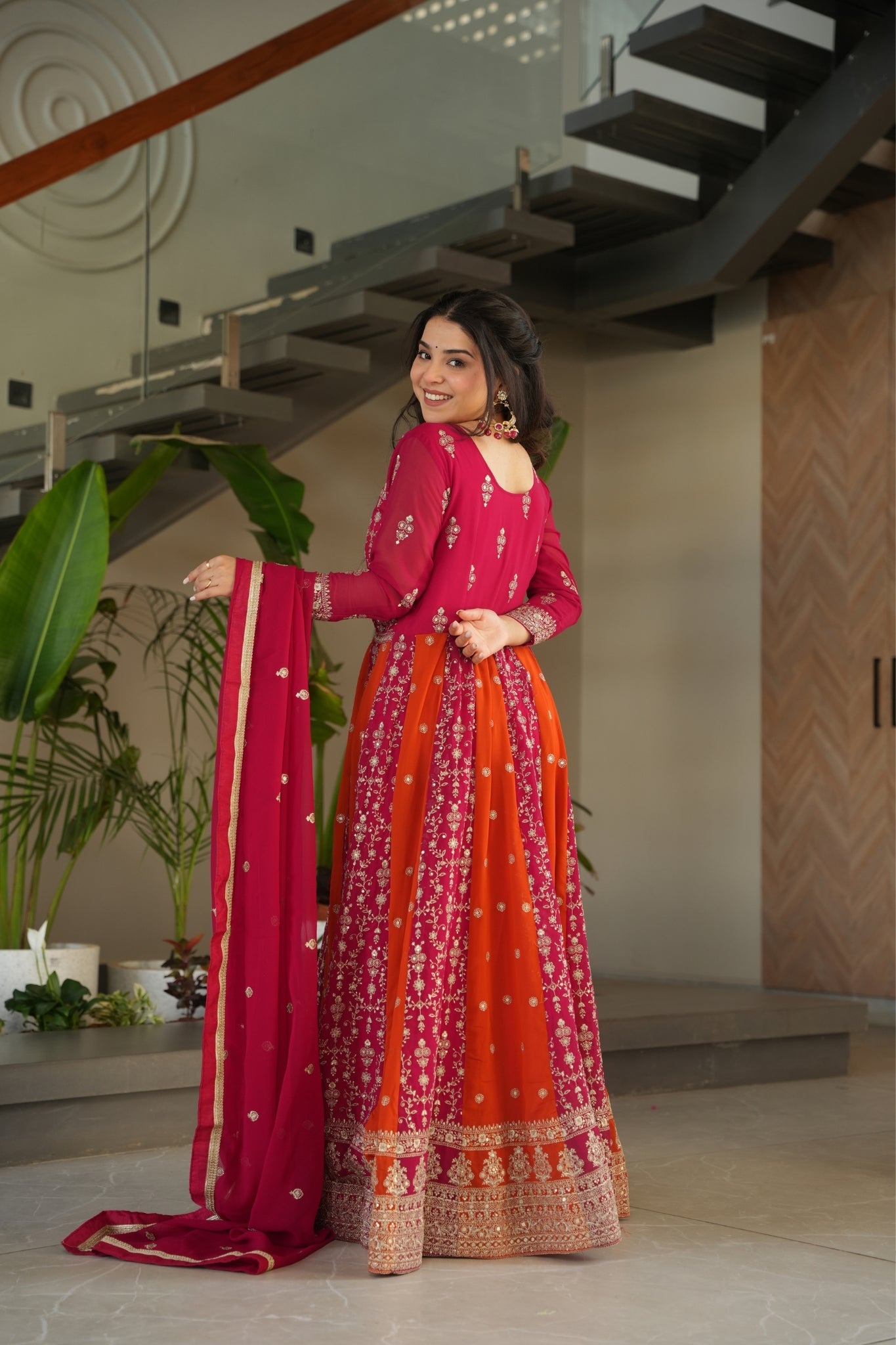 Stylish Sequins Embroidered Wedding Designer Gown
